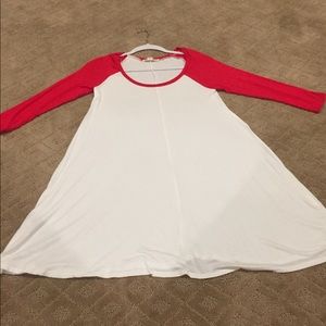 Red and White Baseball Tee Swing Dress